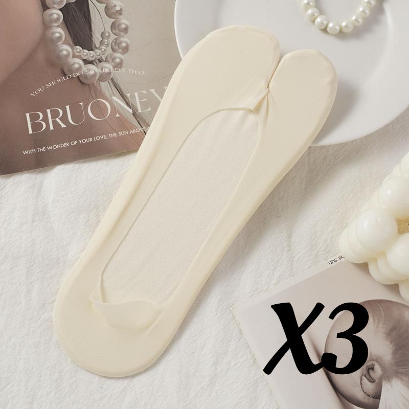 1/3 Pairs Women's Toe Splitting Invisible Boat Socks Ice Silk Non-Slip Low Cut Thin Breathable Sweat Absorbing Socks