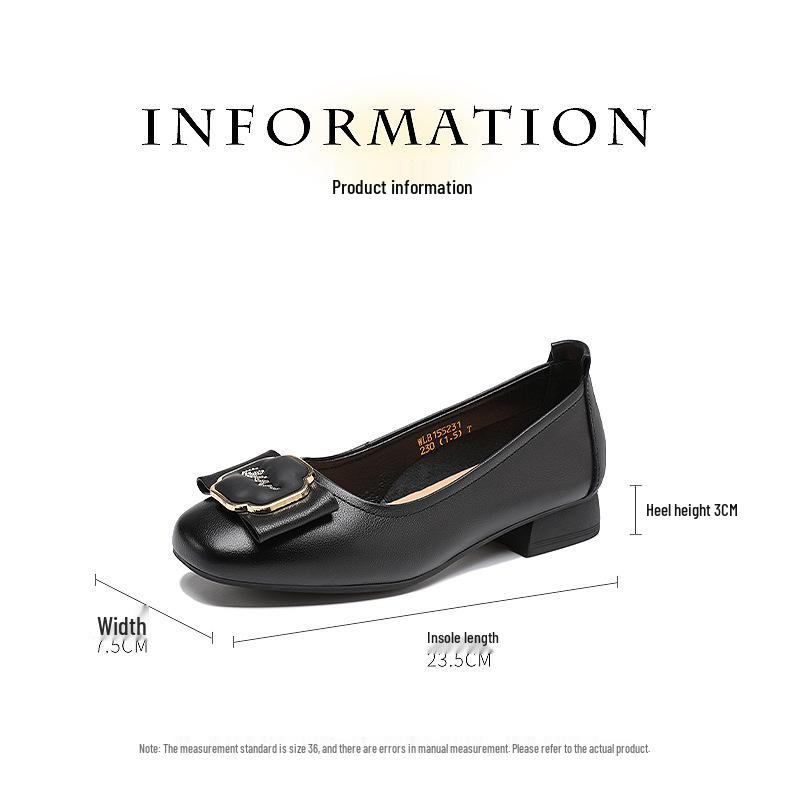 Red Dragonfly Women's Genuine Leather Chunky Heel Shoes - Soft Sole, Low Cut, Perfect for Work & Summer Wear