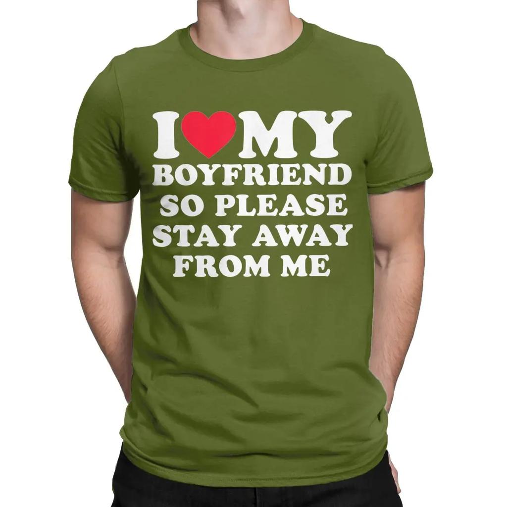 I Love My Boyfriend Shirt I Heart My Boyfriend T-Shirt for Men Casual Pure Cotton Tees O Neck Short Sleeve T Shirts Gift Tops