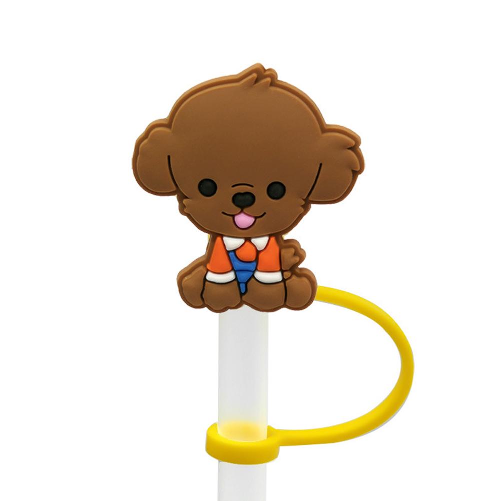 New Cartoon Dog Straw Cover 10MM Straw Cap Silicone Cute Stopper Party Decoration Anime Cup Acc V2M6