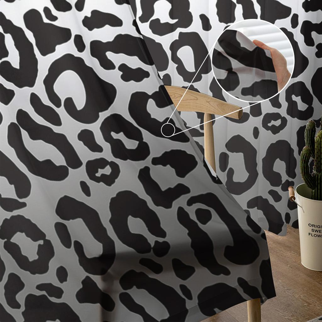 Leopard Print Animal Skin Texture Gradient Sheer Curtains for Living Room Decor Window Curtains Kitchen Tulle Voile Curtains