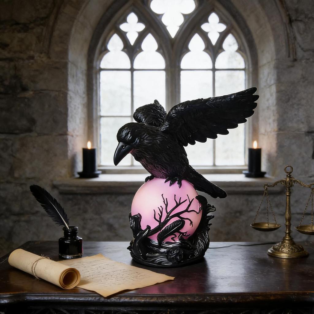 Crow Lamp Resin Gothic Home Decor Vintage LED Raven Table Lamp Crow Decor For Home Bedroom Living Room Study Desk Bedside