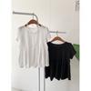 Honey J Women Ruffle Round Neck Short Sleeve Blouse 2color