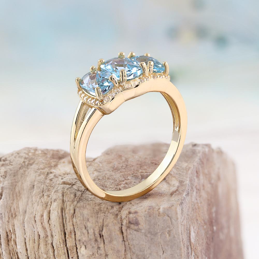 Natürlicher Himmelblauer Topas Ring Ohrringe Set 925er Sterlingsilber November Geburtsstein Feinschmuck für Damen Jubiläumsparty Geschenk