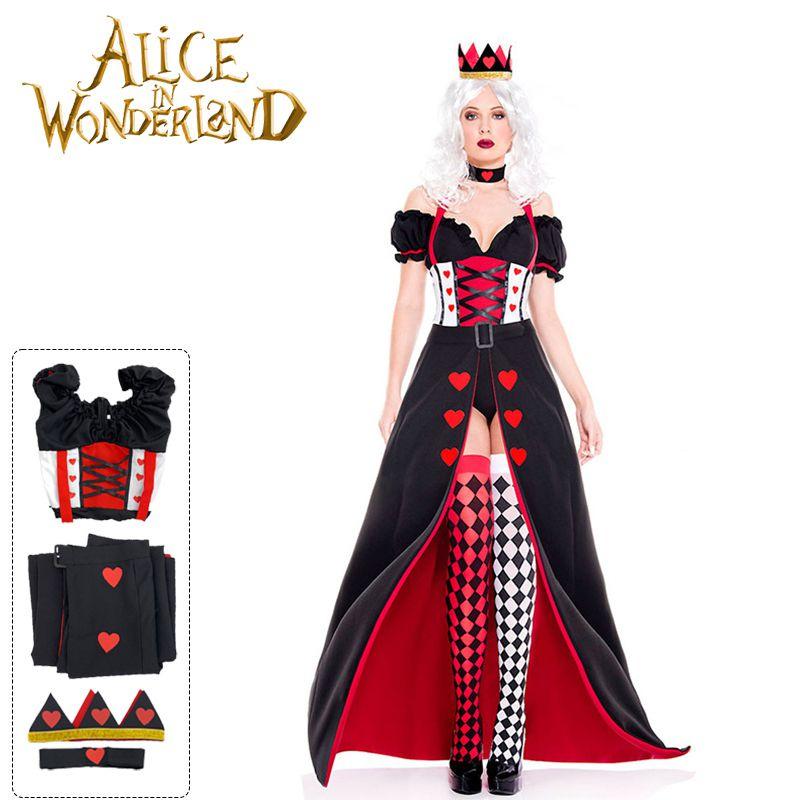 Alice Wonderland In The Red Queen Cosplay Costume Outfits Halloween Carnival