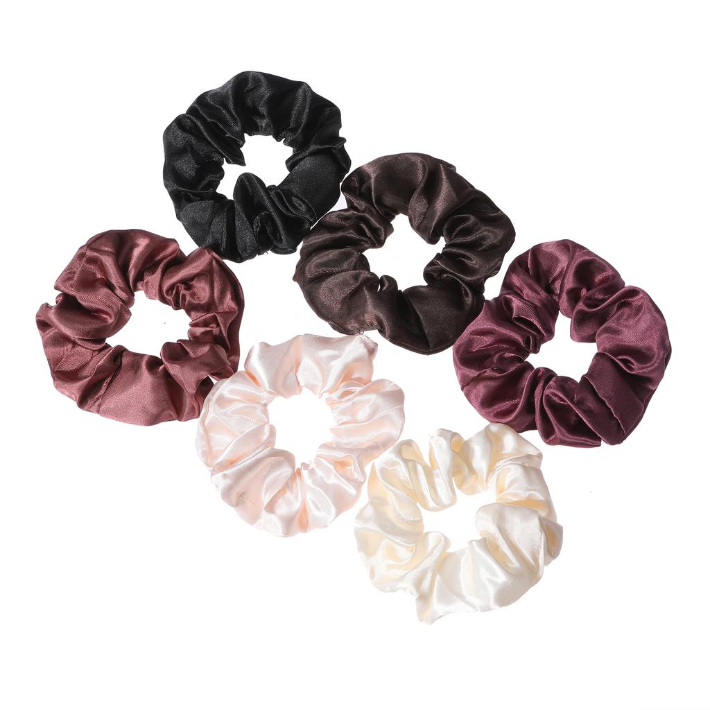 6-częściowy damski gładki satynowy duży scrunchie codzienny prosty atmosferyczny zestaw