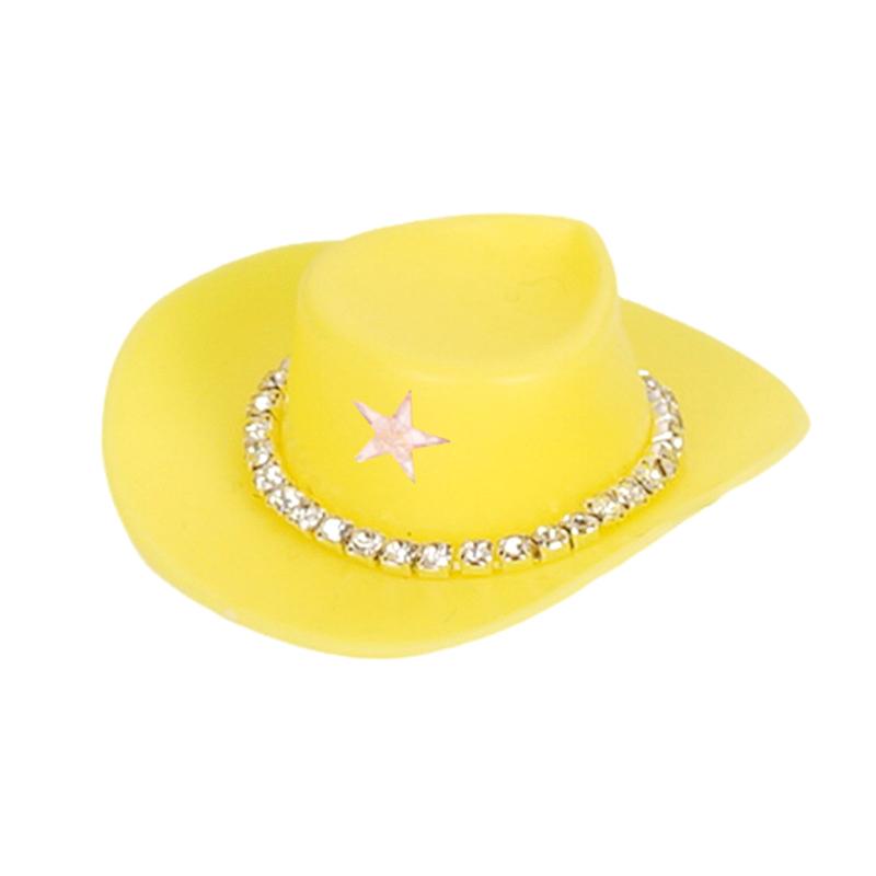 

4Pcs Miniature Plastic Doll Hat Western Cowboy Hat Cowgirl Hat For Dolls Decoration Accessories жёлтый