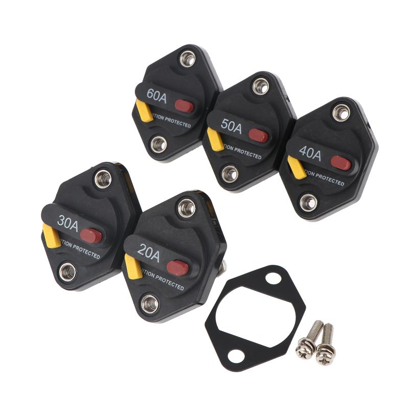 20A 30A 40A 50A 60A Caravan Manual Reset Waterpoof Car/Boat Current Overload Protector Bimetal Automobile Circuit Breakers
