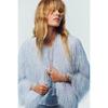 Za New Autumn and Winter Women's Clothing European and American Style Light Blue Round Neck Tassel Jacket 8376857 406