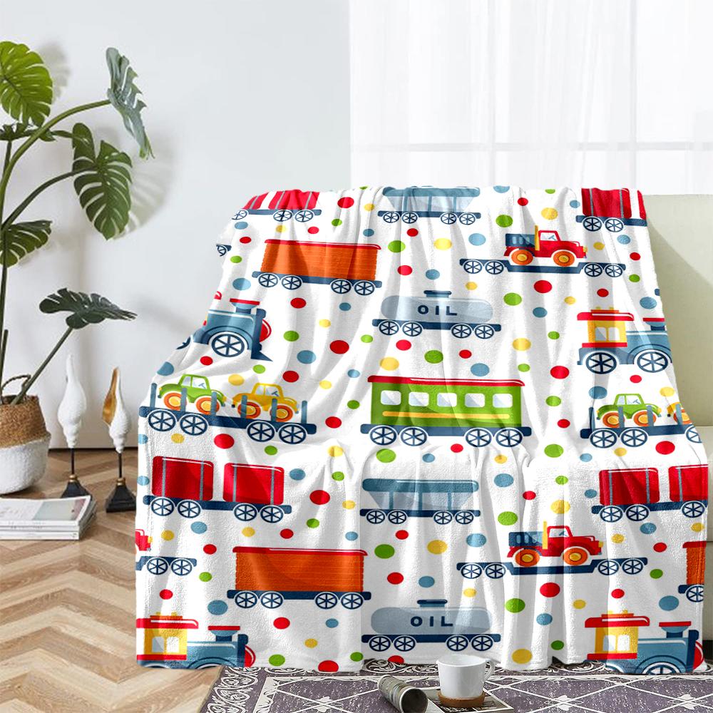 Cute cars Theme Printed Blanket - Perfect for Couch, Bed, Travel & Outdoor Use | Machine Washable, Cozy & Durable.