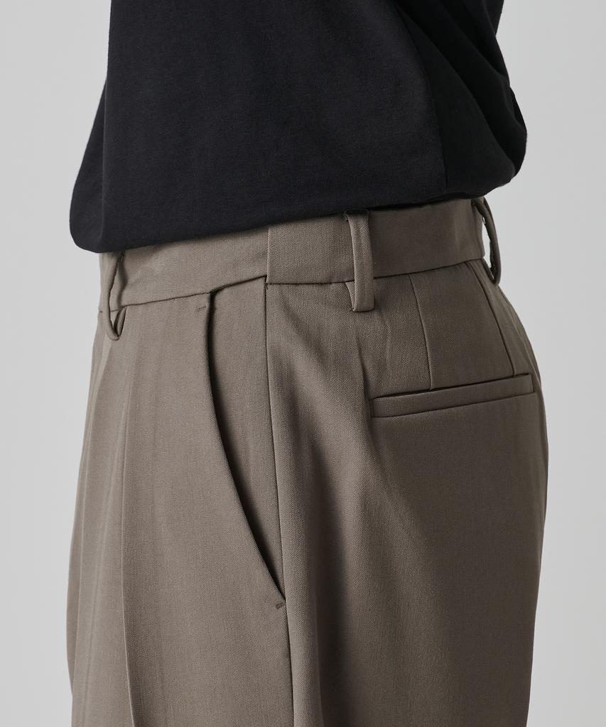 Musinsa Standard Reverse Two-Tuck Semi-Balloon Hidden Elastic Waist Slacks [Dusty Beige]