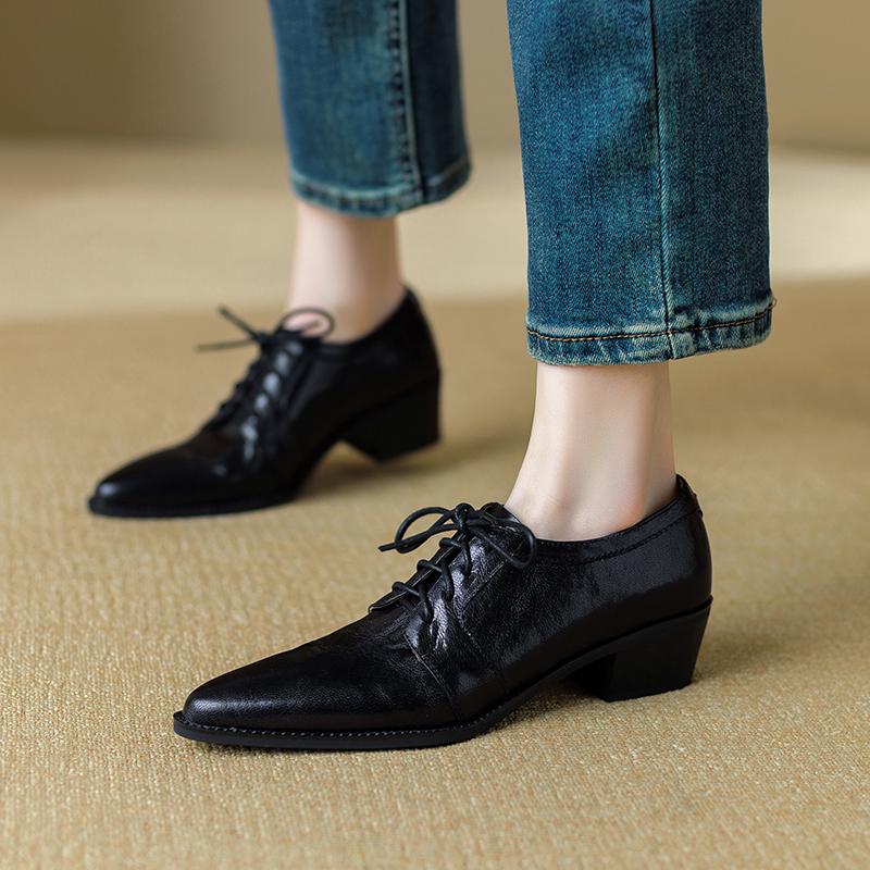Fashion 2025 Spring Women's High Heels Lace Up Shallow Mouth Single Shoes Female Comfortable Thick Heel Women's Shoes Zapatos Mujer