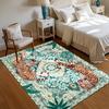 Mystical Jungle Area Rug Tiger Persian Floral Decorative Carpet Non-Slip Washable Large Area Bedroom Floor Mat Machine Washable