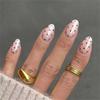 24 Pieces Glossy Oval Press On Nail Short Matte Coffee Dots False Nail for Women and Girls Holiday Nail