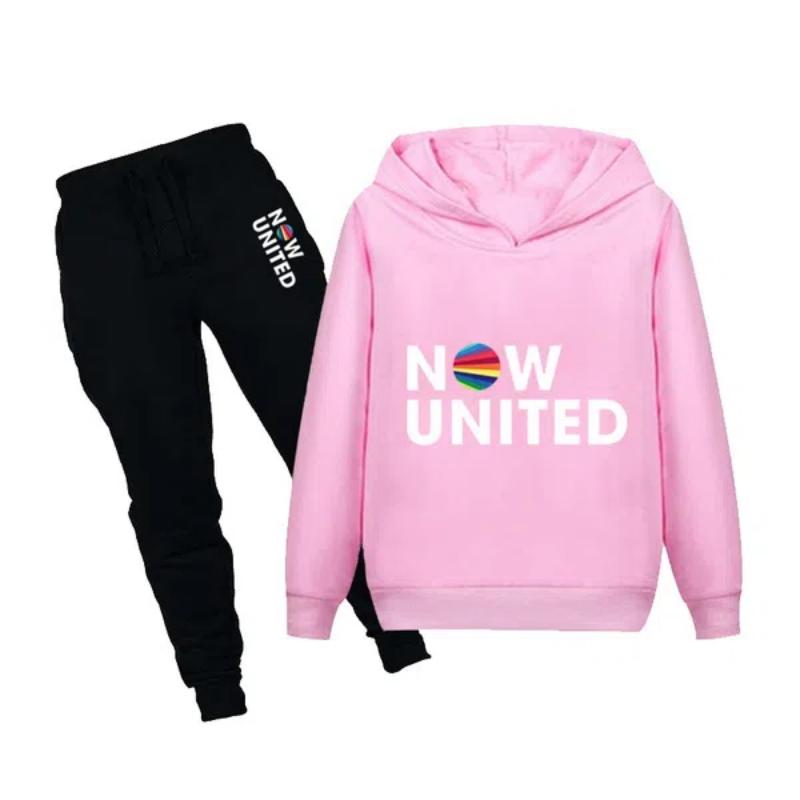 

НОВАЯ детская модная спортивная одежда, одежда сейчас United Printed Hoodies and Pants Set, Hooded Sweatshirt, Jogging Suit, подходит для мальчиков и девочек 100cm розовый