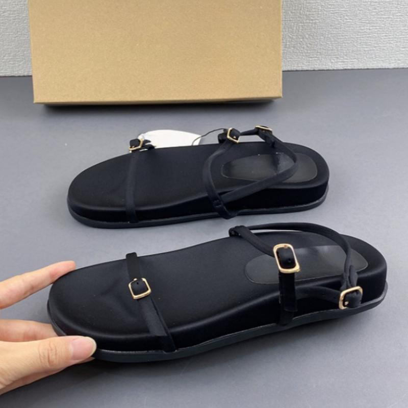 Fashion Women Flat Sandals Black Thin Straps 2025 Summer Comfortable Footwear New Design Casual Platform Ladies Beach Shoes Wholesale