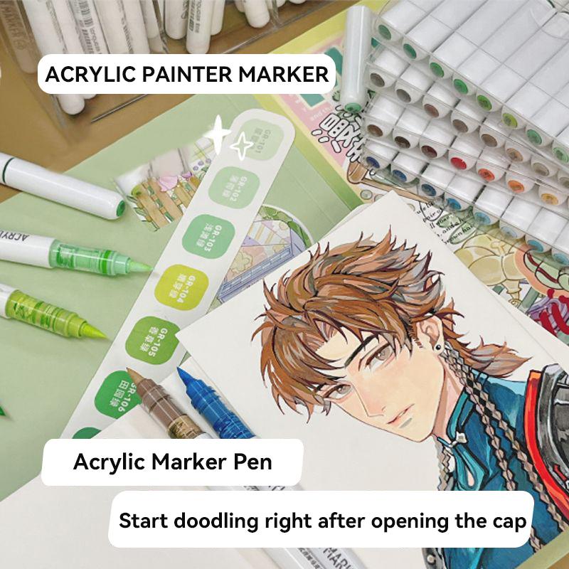 207Colors LANGUO Direct Liquid Acrylic Markers Soft Brush Paint Pen for Manga Graffiti Painting Rock Stone School Art Supplies