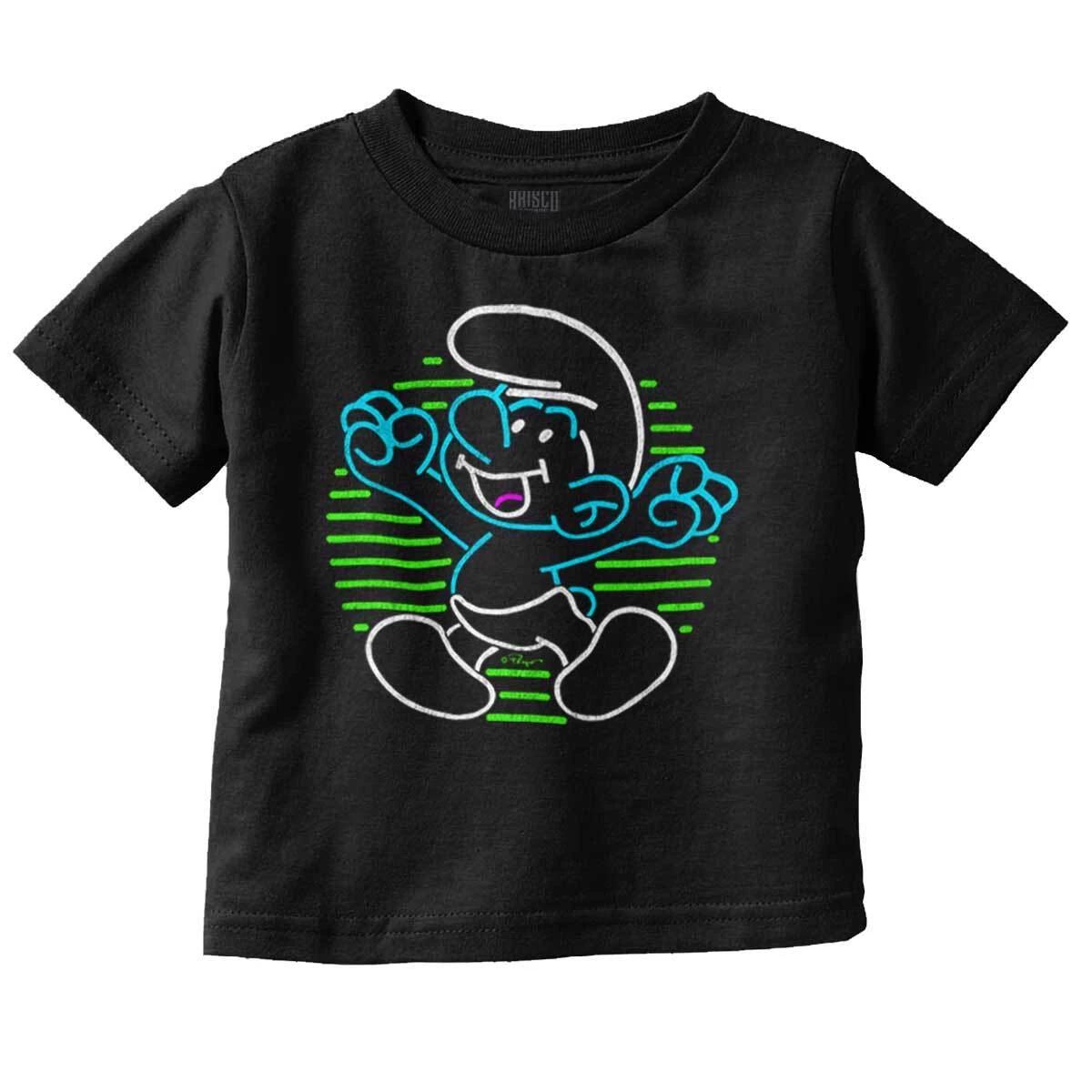The Smurfs Retro Cartoon Neon Sign Outline Toddler Boy Girl Youth T Shirt Tee XL