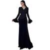 Cross-border European and American Women's Clothing  Amazon Sexy V-neck Light Luxury Long-sleeved Temperament Lace-up French Top Skirt