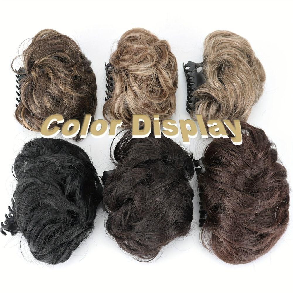 Updo Synthetic Wavy Hair Bun Hair Extensions Claw Clip On Donut Chignon  for Women Girls