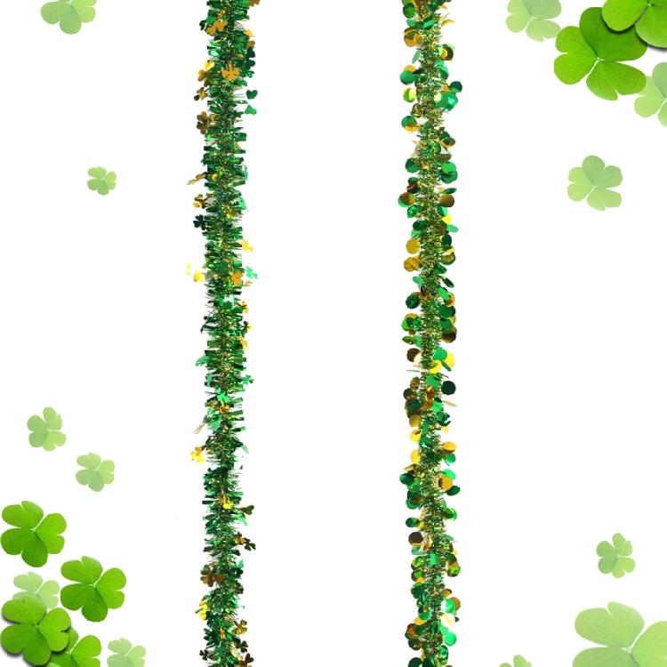 4Pcs Metallic Tinsel Twist Ornament 6.5ft Each Green Gold Fringes Artifical Vine for Irish Festival Holiday Decoration