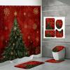 4PCS  Shower Curtain Sets With Shower Curtain And Rugs Toilet Lid Rug U Shape Mat And Bath Mat Bathroom Set  With 12 Hooks
