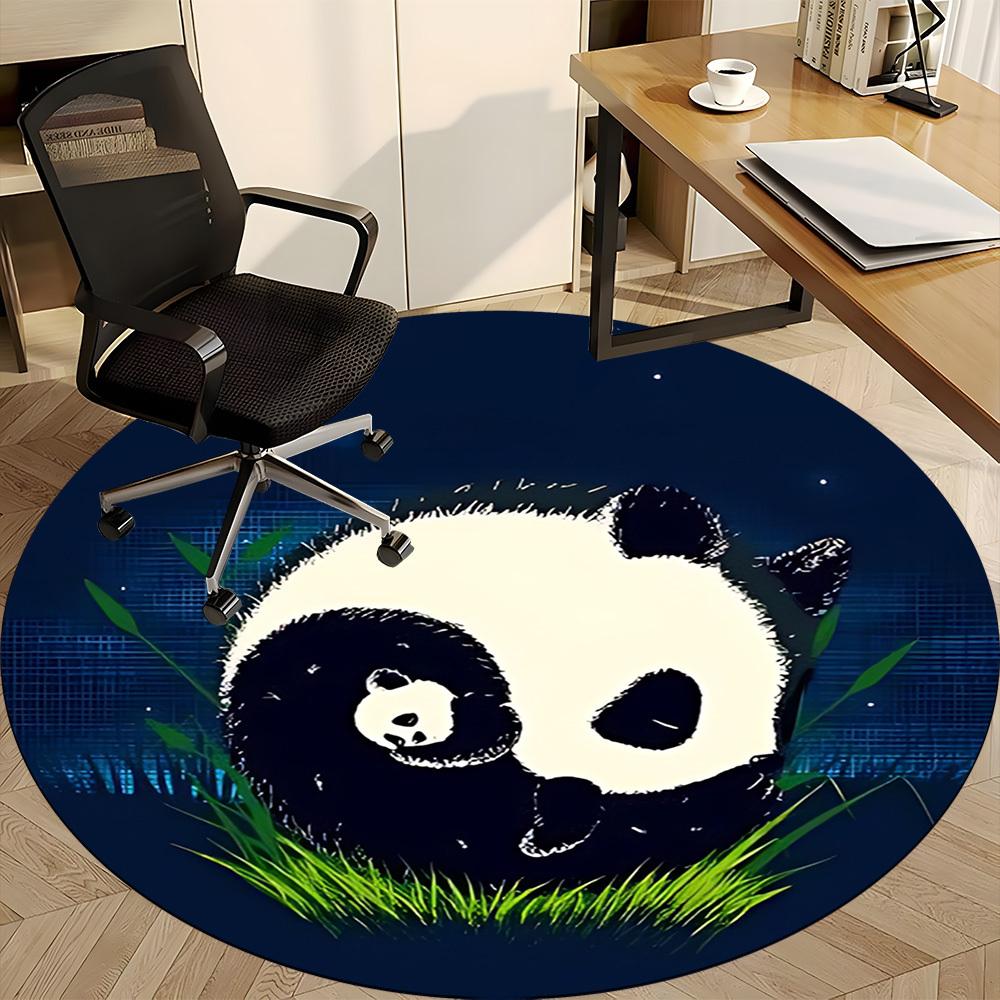 1pc Panda Night Office Round Area Rug, Indoor Mat Suitable For Office, Under Office Chairs Bedroom Living Room Home Decor, Room Deco
