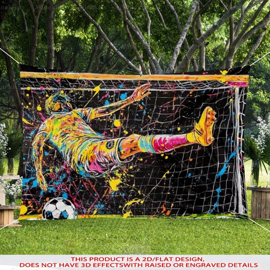 1pc 2D Flat Soccer Theme Backdrop Banner Pattern Decor Garden Patio Holiday Indoor Outdoor Decor Celebration Decor Photo Backdrop Banner