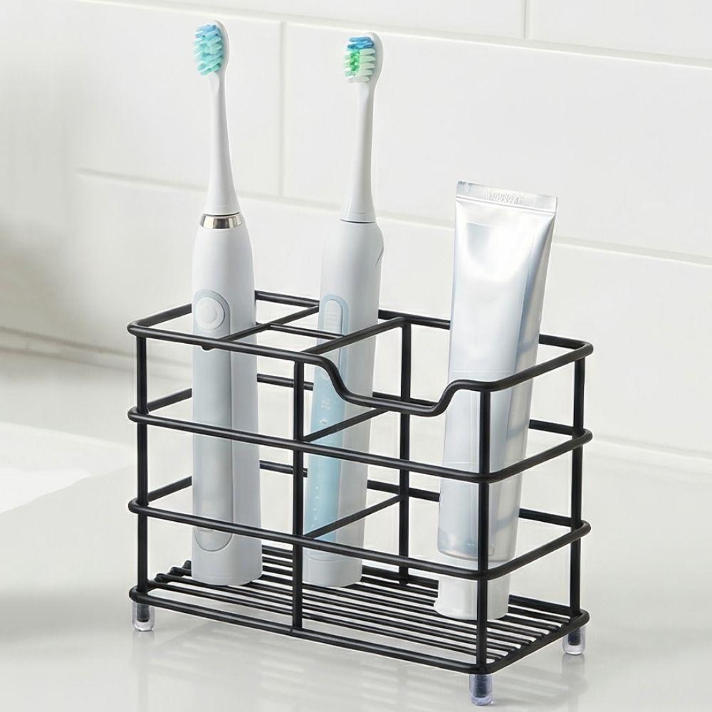 Non-Slip Metal Toothbrush Holder Stable Countertop Storage Rack  Bathroom Accessories