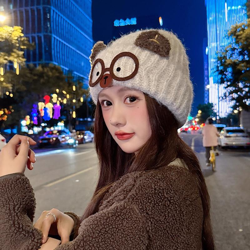 Knitted Bear Wool Blend Winter Hat With Warmth For Girls And Teens