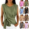 Women's Casual Sleeveless Front Tie Neck Vest Top - Lightweight Summer Fashion Top, Color, for Layering or Standalone Wear, Pair with Jeans