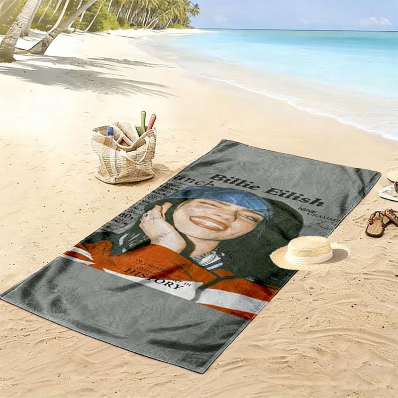 Asciugamano da Spiaggia con Stampa Billie Eilish, Asciugamano Grande Morbido ad Asciugatura Rapida per Spiaggia Campeggio Nuoto