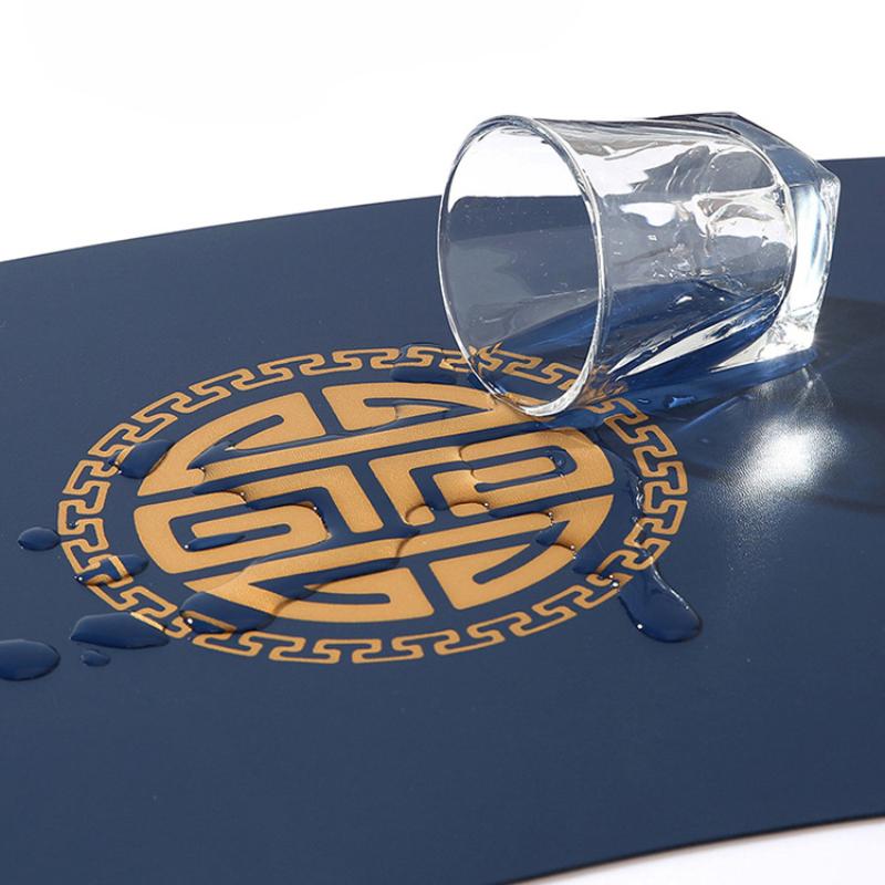Chinese Style Leather Fan-shaped Waterproof Oil Resistant and Heat-resistant Western Cuisine New Chinese Bowl Cup Table Mat