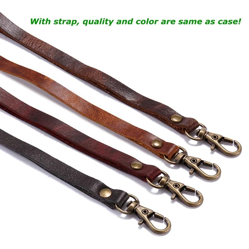 Naturalne etui ze skóry Genuine do IPhone 7 Plus 8Plus IPhone6 6Plus 6s 16 Pro Max Retro Vintage Flip Cover z kieszonką na karty i paskiem