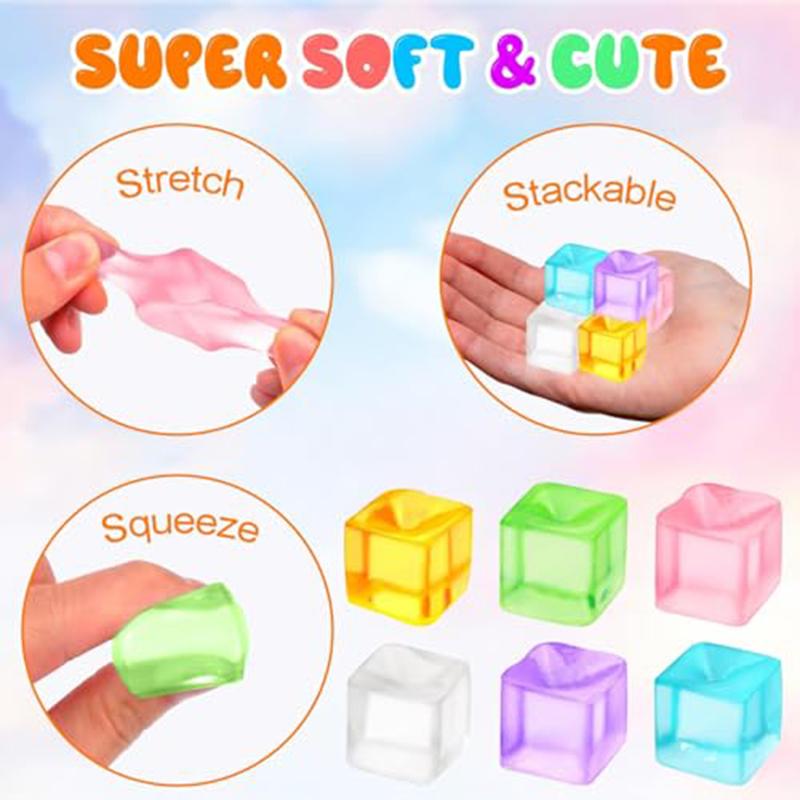 12Pcs Mini Ice Cube Decompression Toys Release Stress Transparent Small Ice Block Pinch Children Squeezing Toy Birthday Gifts