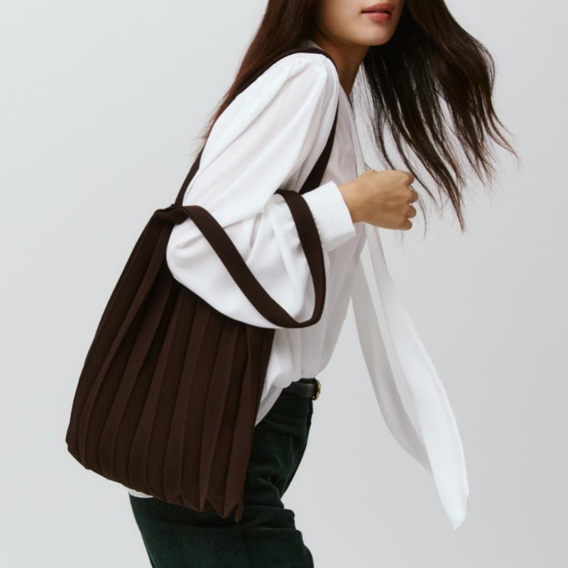 Pleatsmama Deep Brown New Shoulder Bag