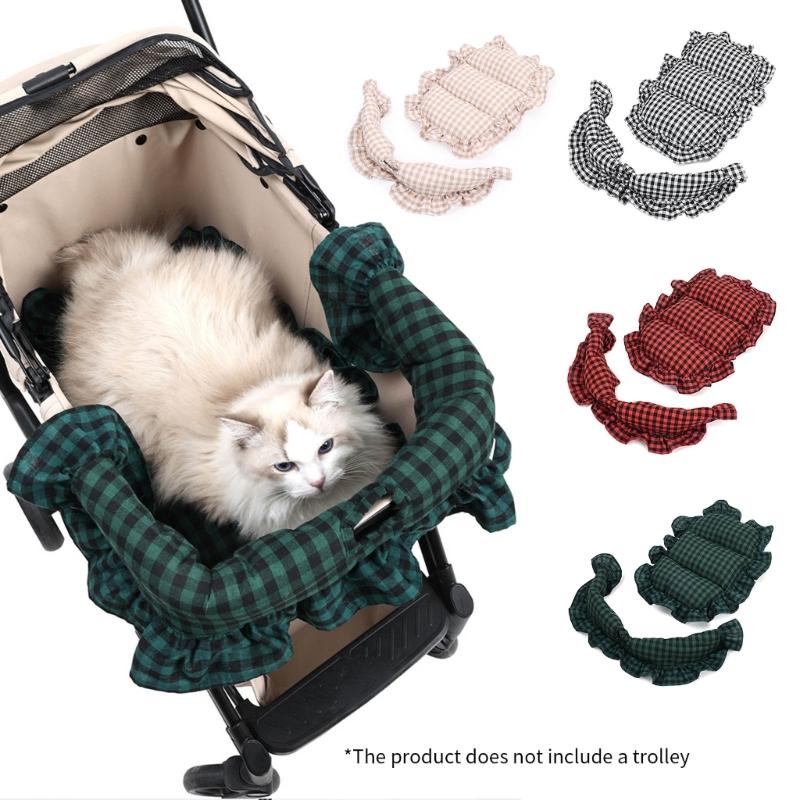 Pet Strollers Pad with Pillow for Pushchair Use Strong Polyester Fabric Thicken Cushion for Small Animal Outdoor Use