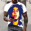 Nuova T-shirt 3D Harajuku Stampa Bob Marley da Uomo a Maniche Corte Estiva Casual Traspirante Oversize Moda Popolare Cime Rapper