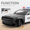 1/24 Scale Dodge Challenger SRT Hellcat Police Car Alloy Car Model Collection Miniature Voiture Diecast Toy Vehicles Boy