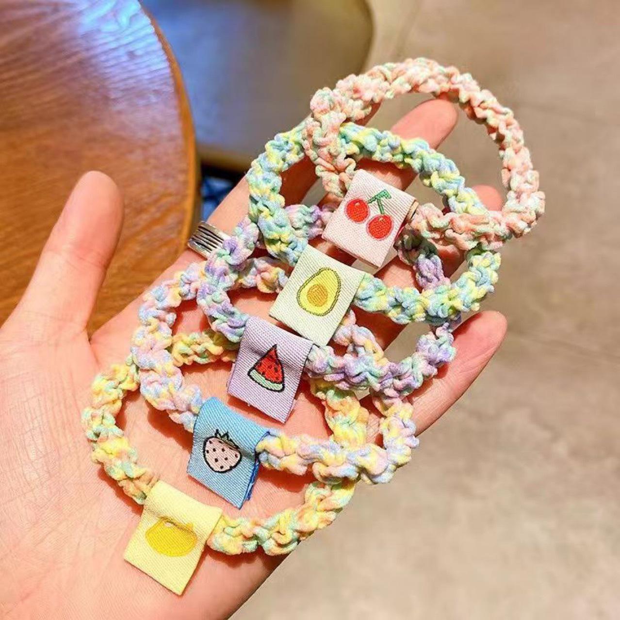 

Korean Candy Color Lace Hair Scrunchie: Elastic, Thickened Fruit Cloth Hair Tie for Women Avocado Label