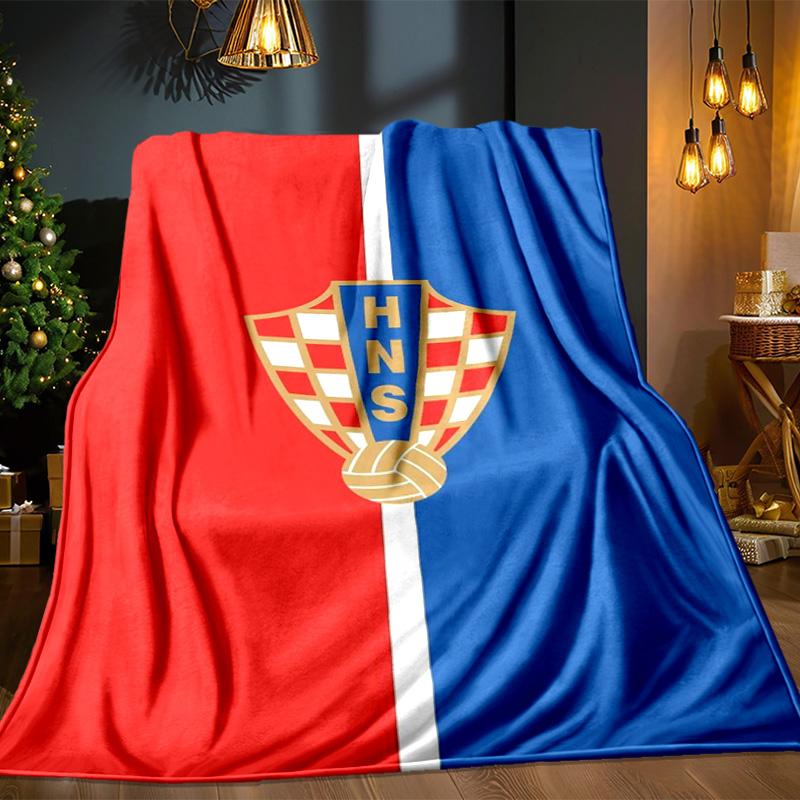 Coperta con Emblema del Calcio Croato Coperta in Flanella da Esterno per Campeggio, Escursionismo, Feste in Giardino, Essenziali per Picnic, regalo per famiglia e amici