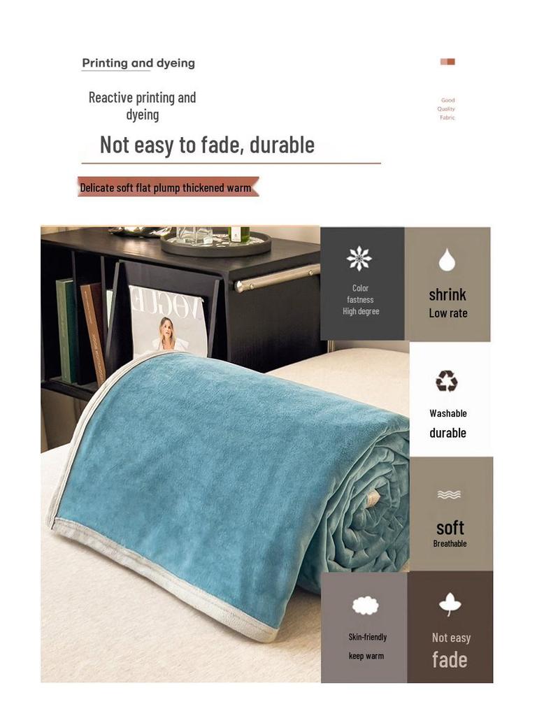 Milchsamt Winterfleece Bettwäscheset: Einzelstudentenwohnheim Dreiteilige Dicke Plüsch Rutschfeste Korallen-Decke