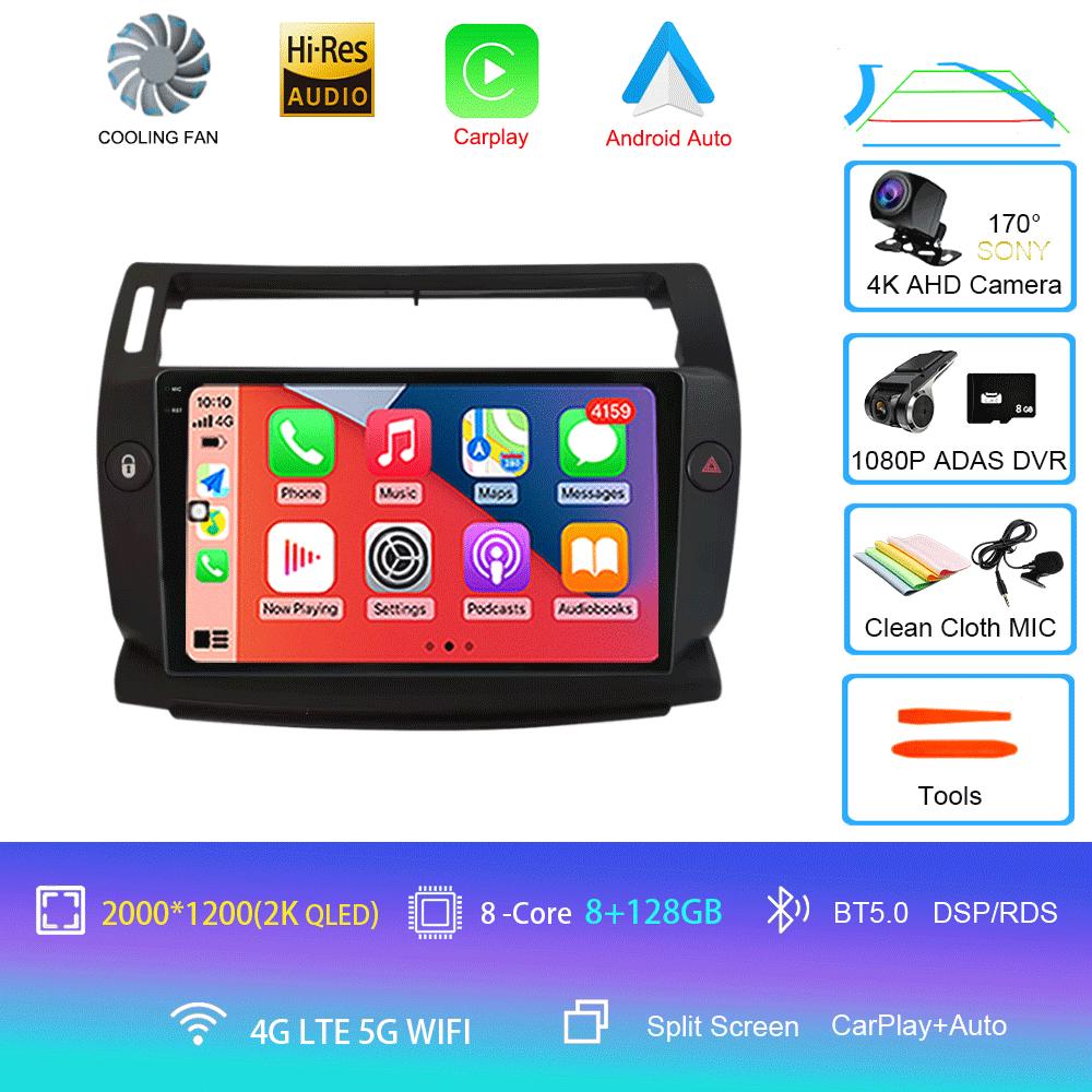 Android 14 For Citroen C4 C-Triomphe C-Quatre 2004 - 2014 Car Radio Player Stereo Multimedia GPS Navigation Player QLED Screen