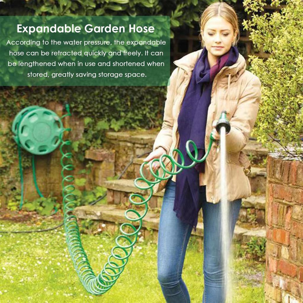 Garden Irrigation Water Gun Coil Garden Hose Spring Recoil Garden Water Hose for Pet Bathing Car Washing Watering