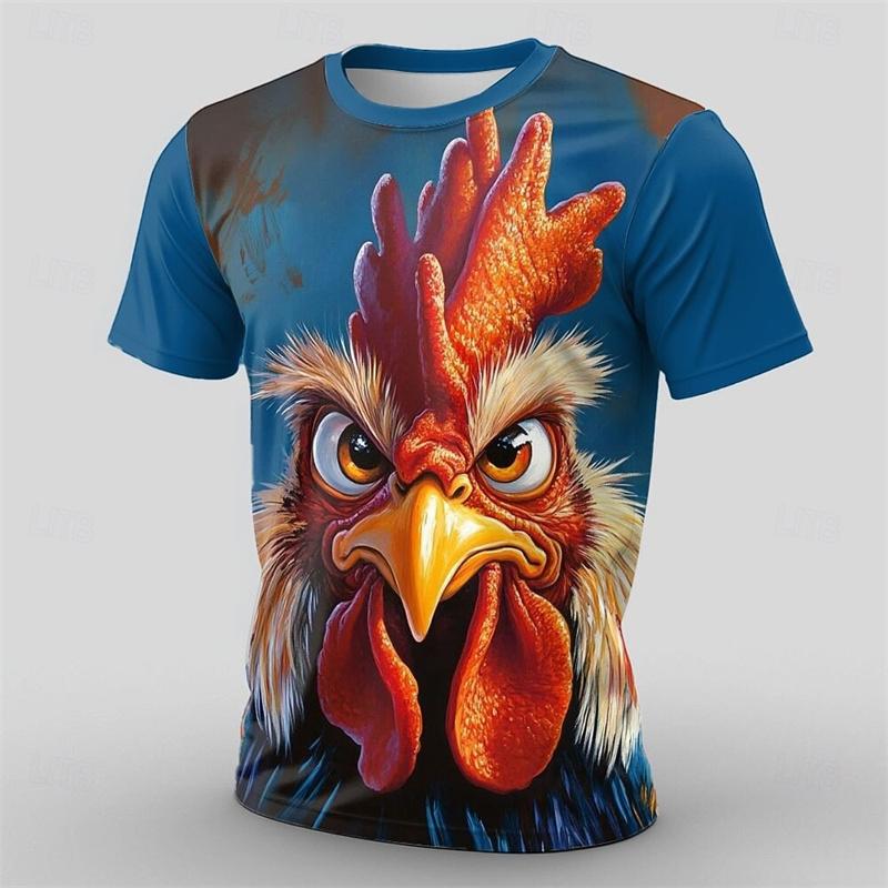 Funny Animal Print T-shirt For Men Cool Camel Funny Cow Chicken Graphic Short Sleeve T Shirts Personality Outdoor Loose Tees