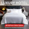 White Cotton Sateen Bedding Set Hotel Style 60S Soft Duvet Cover Sheet All Season