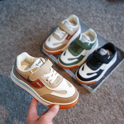 Mode Printemps Automne Nouvelles Baskets Enfants Garçons Filles Aide Basse Skate Chaussures en Cuir Antidérapantes Semelle Souple Polyvalentes Chaussures de Sport Décontractées