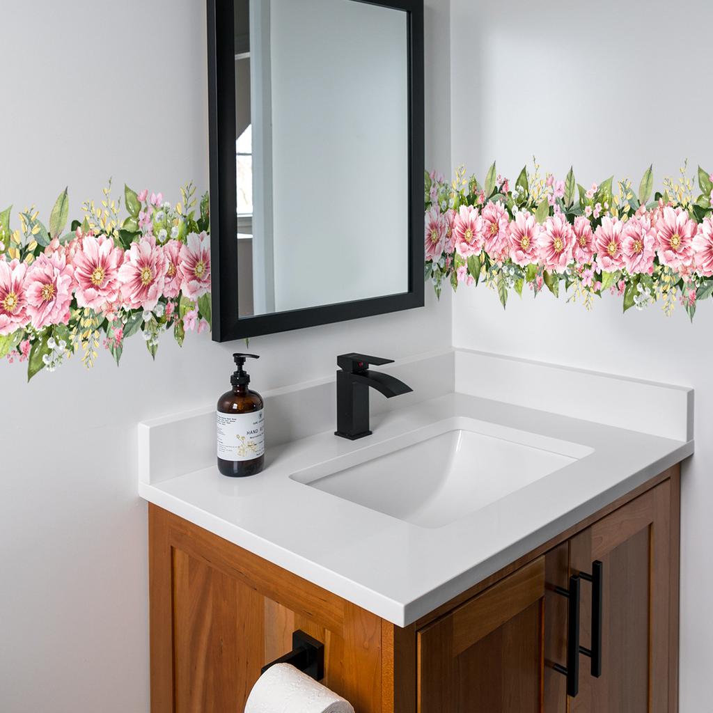 Ms6332-Z Fresh Plant Flower Waist Line Skirting Wall Sticker Living Room Bedroom Home Decoration Quantity Can Be Negotiated