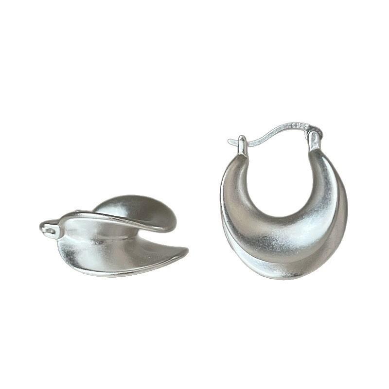 VENTFILLE 925 Sterling Silve Matte Moon Hoop Earring for Women Irregular Trend Punk Rock Jewelry Party Gift Dropshipping