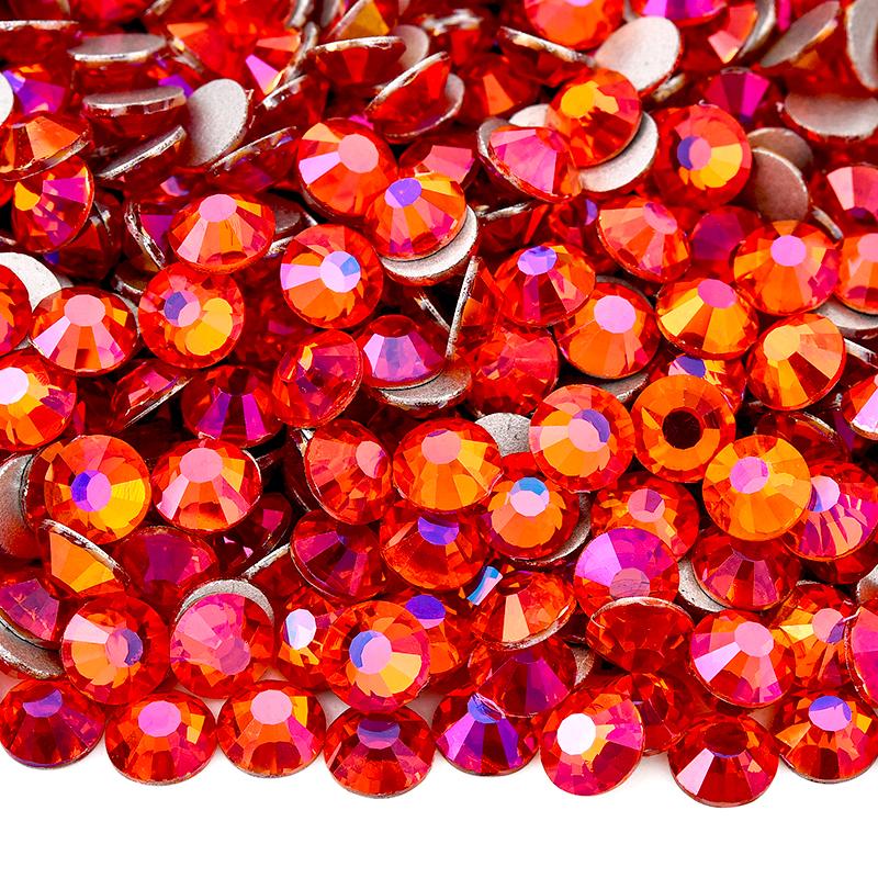 Ready Stock Orange-red Crystal Rhinestones 5A Quality Glass Diamond Bling Bling Rhinestone for Clothes Accessories